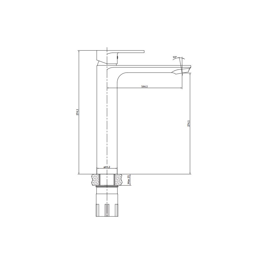 Cersanit S951-329 - Altaan hana CREA 27,4 cm kiiltävä kromi