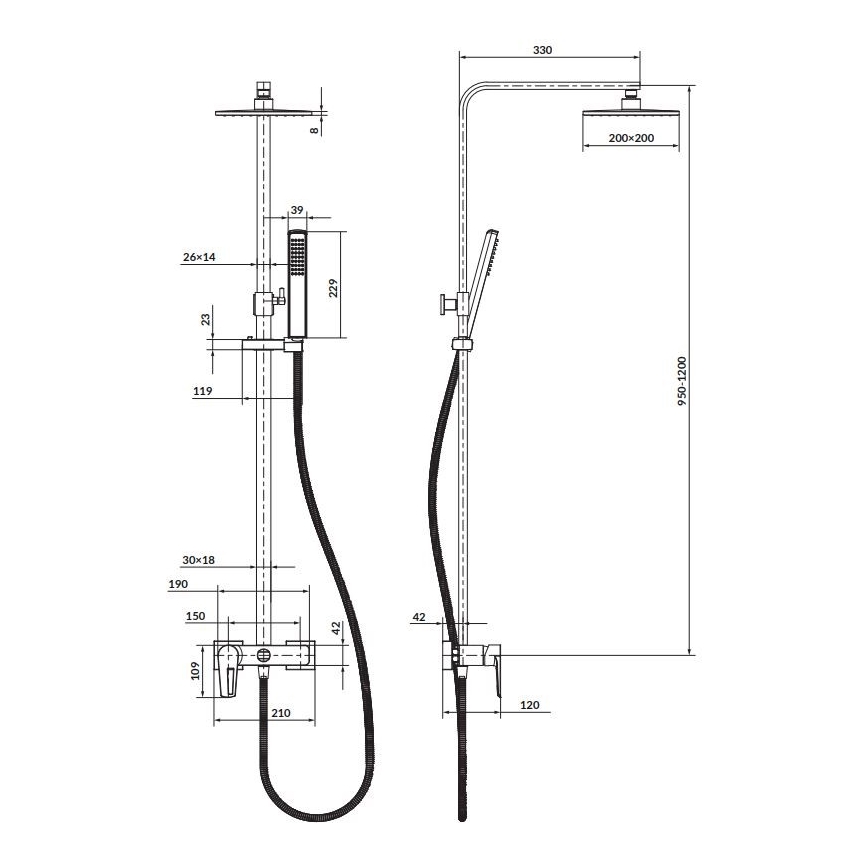 Cersanit S951-339 - MILLE suihkusarja kiiltävä kromi