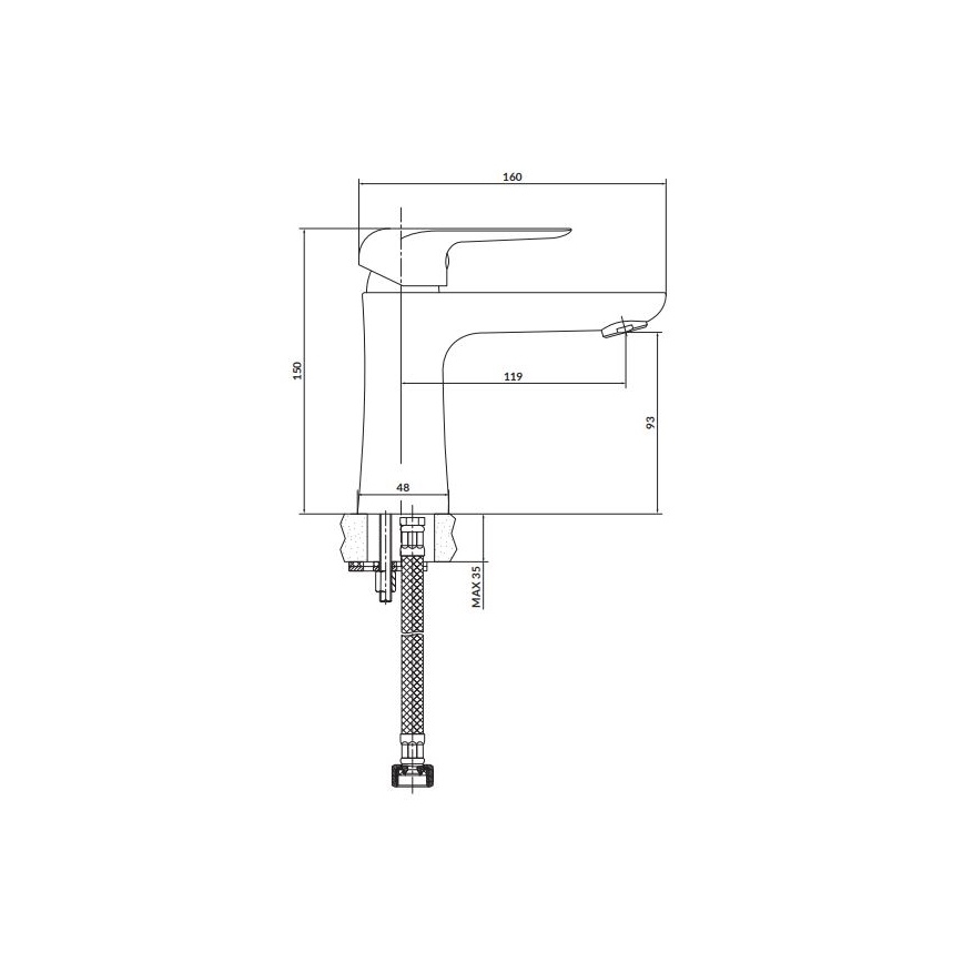 Cersanit S951-359 - Altaan hana CITY 15 cm kiiltävä kromi