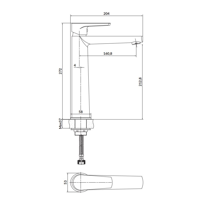 Cersanit S951-585 - MODUO 27,2 cm pesuallashana musta