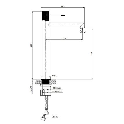 Cersanit S951-599 - Altaan hana ZEN 32,2 cm musta
