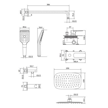 Cersanit S952-029 - Suihkusetti LARGA upotettavalla hanalla, kiiltävä kromi