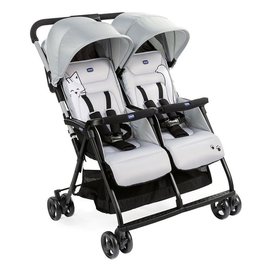 Chicco - Lastenrattaat kaksosille OHLALA TWIN Silver Kissa hopea