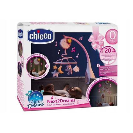 Chicco - Pinnasänky mobile melodialla 3in1 NEXT2DREAMS 3xAA pinkki