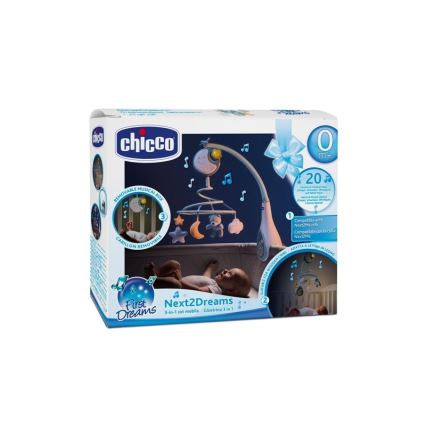 Chicco - Pinnasänky mobile melodialla 3in1 NEXT2DREAMS 3xAA sininen