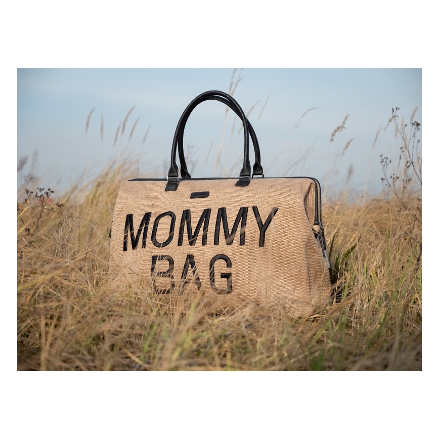 Childhome - Vaihtolaukku MOMMY BAG RAFFIA LOOK beige