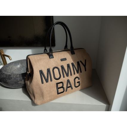 Childhome - Vaihtolaukku MOMMY BAG RAFFIA LOOK beige