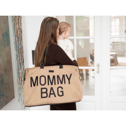 Childhome - Vaihtolaukku MOMMY BAG RAFFIA LOOK beige