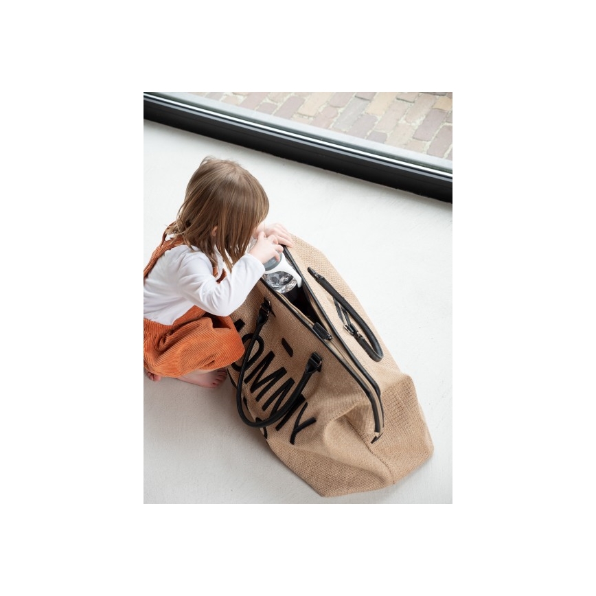 Childhome - Vaihtolaukku MOMMY BAG RAFFIA LOOK beige