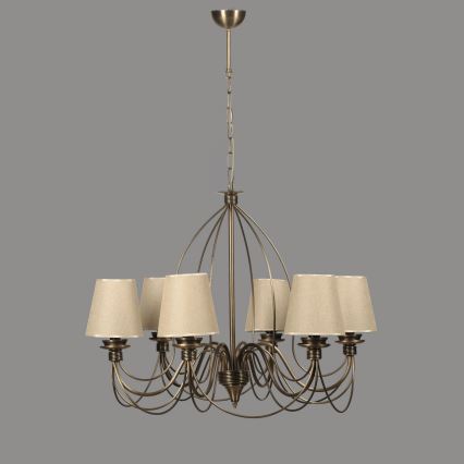 CLASSIC-riippuvalaisin ketjulla 6xE14/40W/230V pronssi/beige