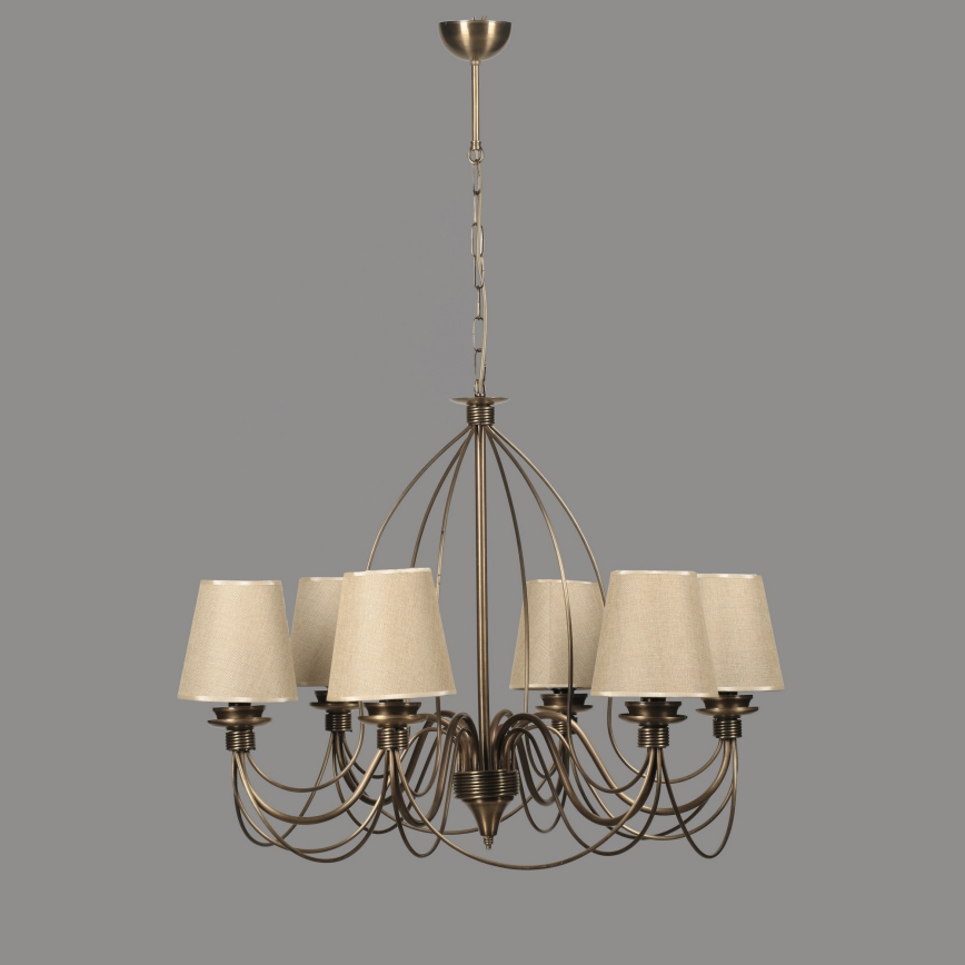 CLASSIC-riippuvalaisin ketjulla 6xE14/40W/230V pronssi/beige
