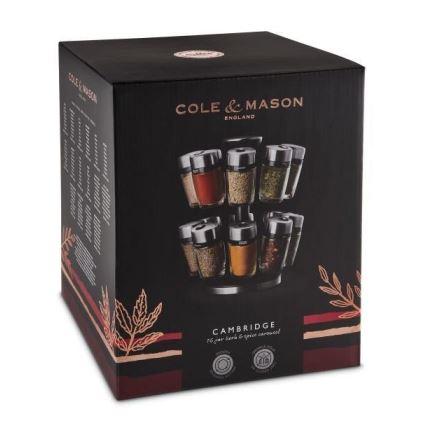Cole&Mason - Pyörivä teline ja maustepurkit MASTER 17 kpl
