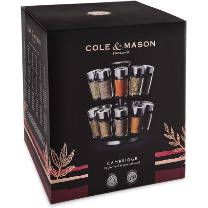 Cole&Mason - Pyörivä teline ja maustepurkit MASTER 21 kpl