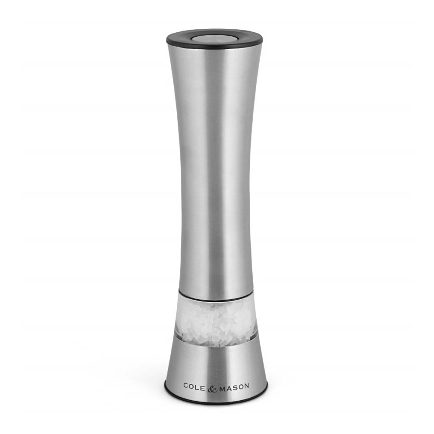 Cole&Mason - Sähköinen salt or pepper grinder BURFORD 4xAAA 18 cm mattakromi