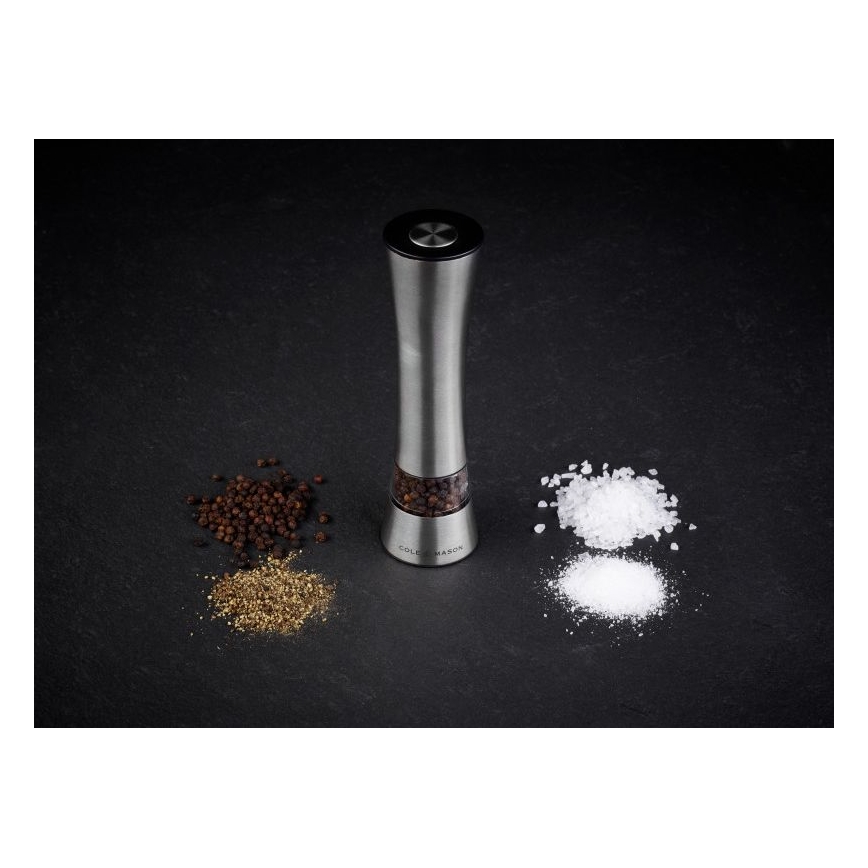 Cole&Mason - Sähköinen salt or pepper grinder BURFORD 4xAAA 18 cm mattakromi