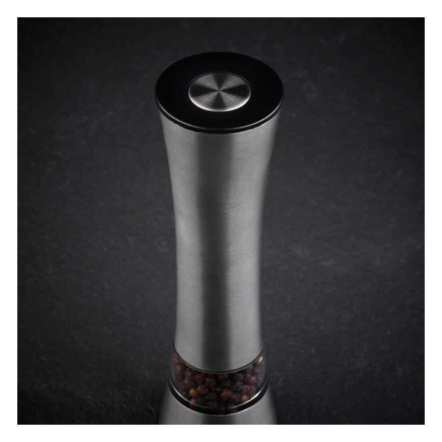 Cole&Mason - Sähköinen salt or pepper grinder BURFORD 4xAAA 18 cm mattakromi