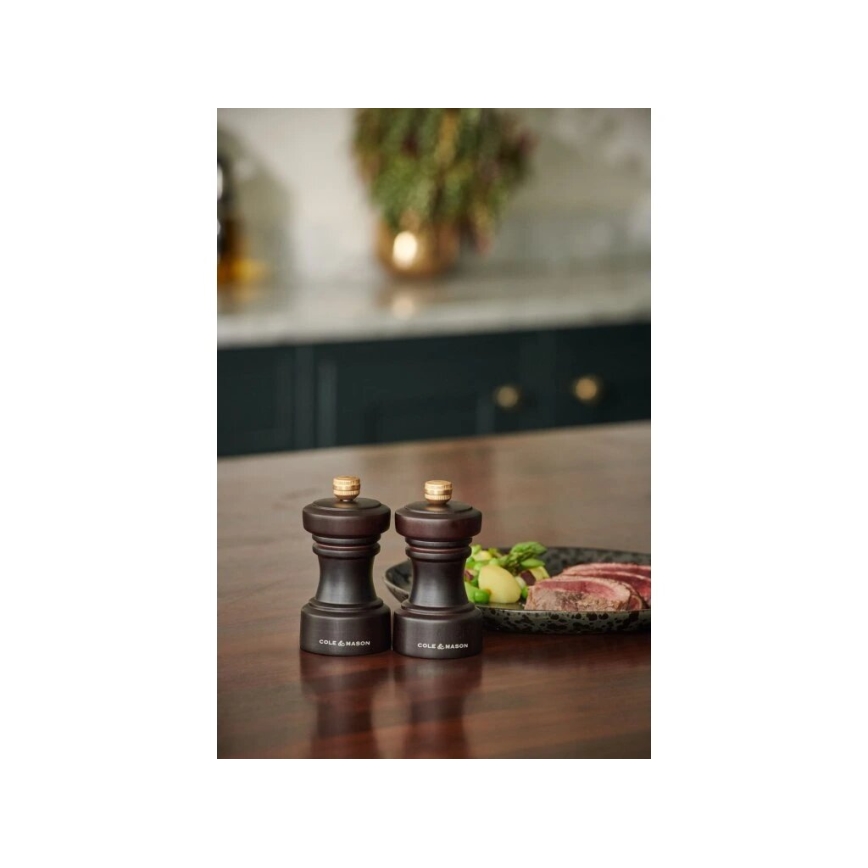 Cole&Mason - Suola- ja pippurimylly setti HOXTON 2 kpl 10,4 cm pyökki/ruskea