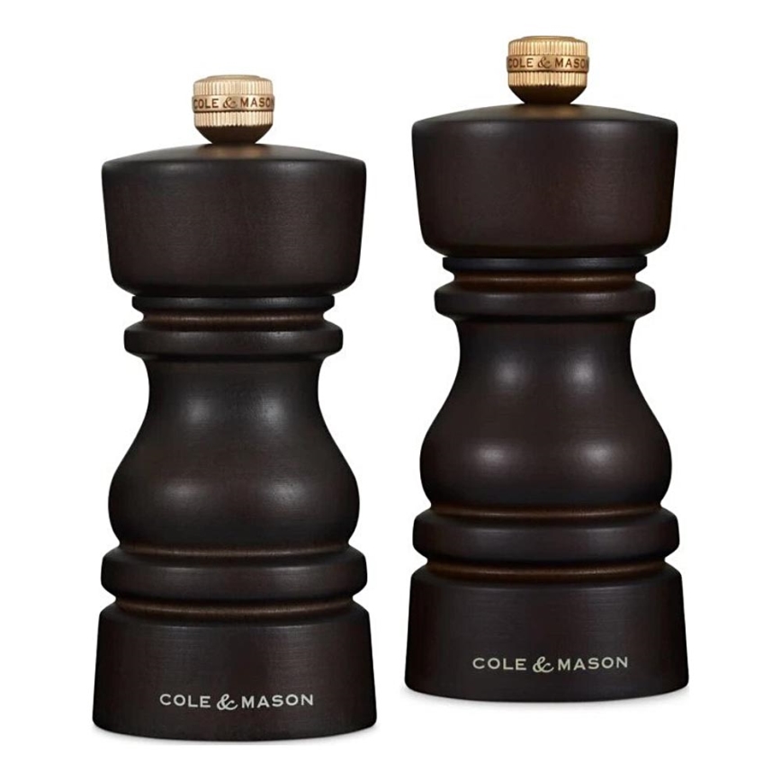 Cole&Mason - Suola- ja pippurimylly setti LONDON 2 kpl 13 cm pyökki/ruskea