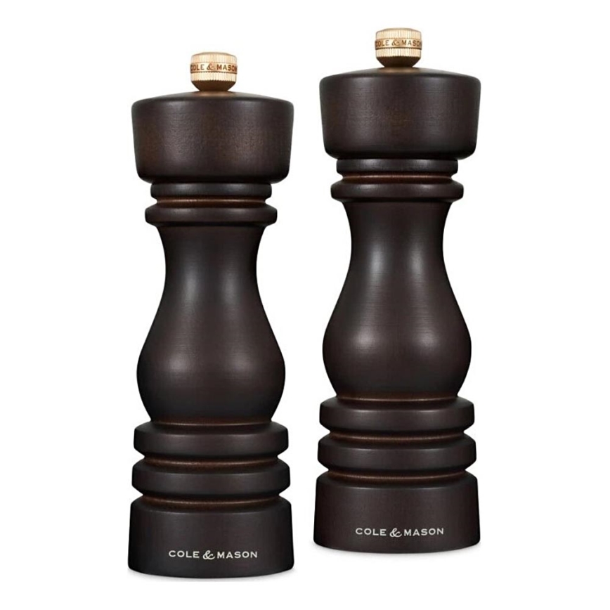 Cole&Mason - Suola- ja pippurimylly setti LONDON 2 kpl 18 cm pyökki/ruskea