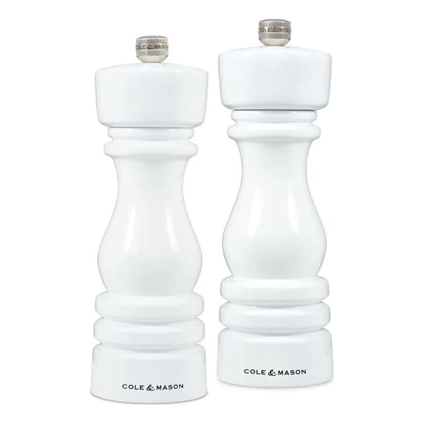 Cole&Mason - Suola- ja pippurimyllyjen setti LONDON 2 kpl 18 cm pyökki/valkoinen