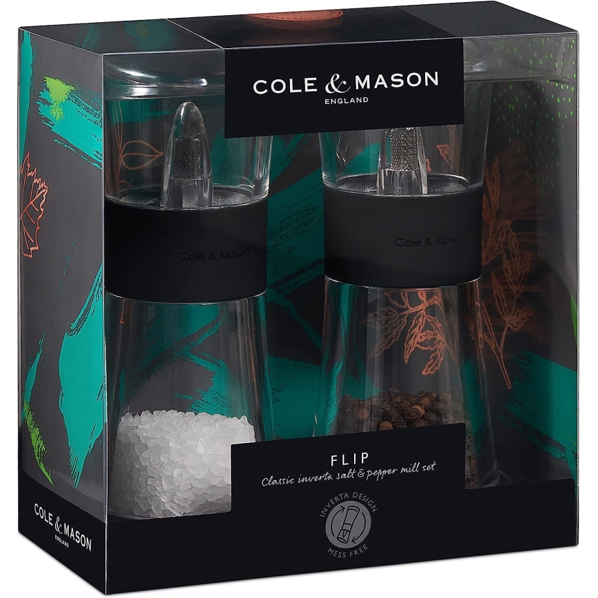 Cole&Mason - Suola- ja pippurimyllysetti FLIP 2 kpl 15,4 cm musta