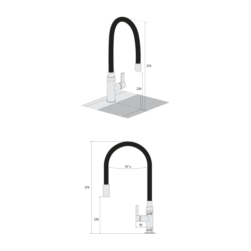 Concept BDC7138 - Keittiöhana joustavalla juoksuputkella, kiiltävä kromi/musta