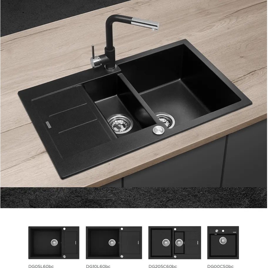 Concept BDG4527BC - Keittiöhana vedettävällä suihkupäällä 26,9 cm graniitti/musta