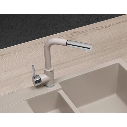Concept BDG4527BE - keittiöhana ulosvedettävällä suihkupäällä 26,9 cm graniitti/beige