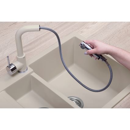 Concept BDG4527BE - keittiöhana ulosvedettävällä suihkupäällä 26,9 cm graniitti/beige