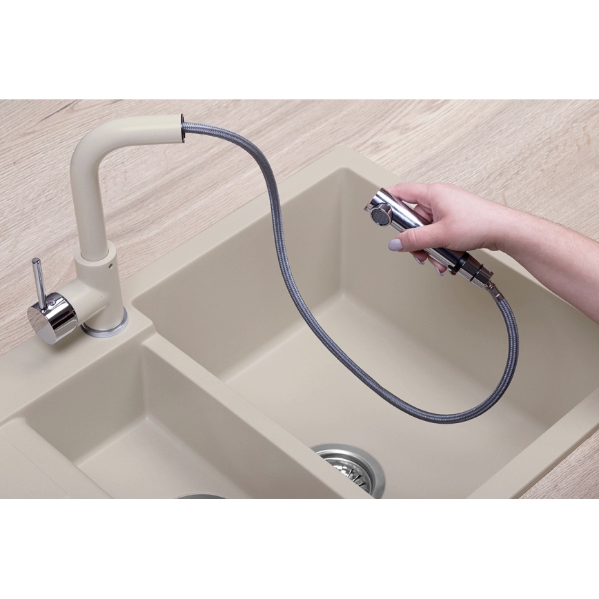 Concept BDG4527BE - keittiöhana ulosvedettävällä suihkupäällä 26,9 cm graniitti/beige