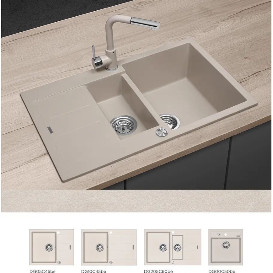 Concept BDG4527BE - keittiöhana ulosvedettävällä suihkupäällä 26,9 cm graniitti/beige
