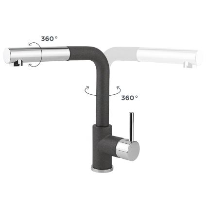 Concept BDG4527DG - Keittiöhana ulosvedettävällä suihkupäällä 26,9 cm graniitti/tummanharmaa