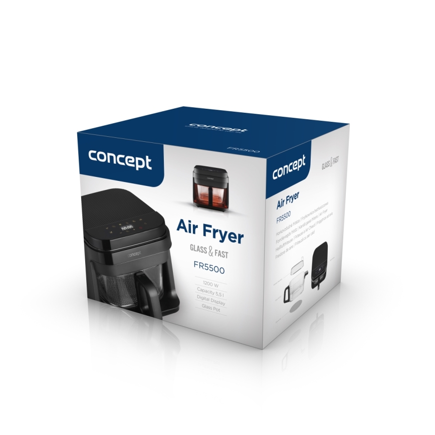 Concept FR5500 - Air Fryer GLASS & FAST 5,5 l 1200W/230V musta