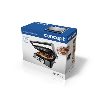 Concept ge2005 - Kontaktigrilli 1500W/230V ruostumaton/musta