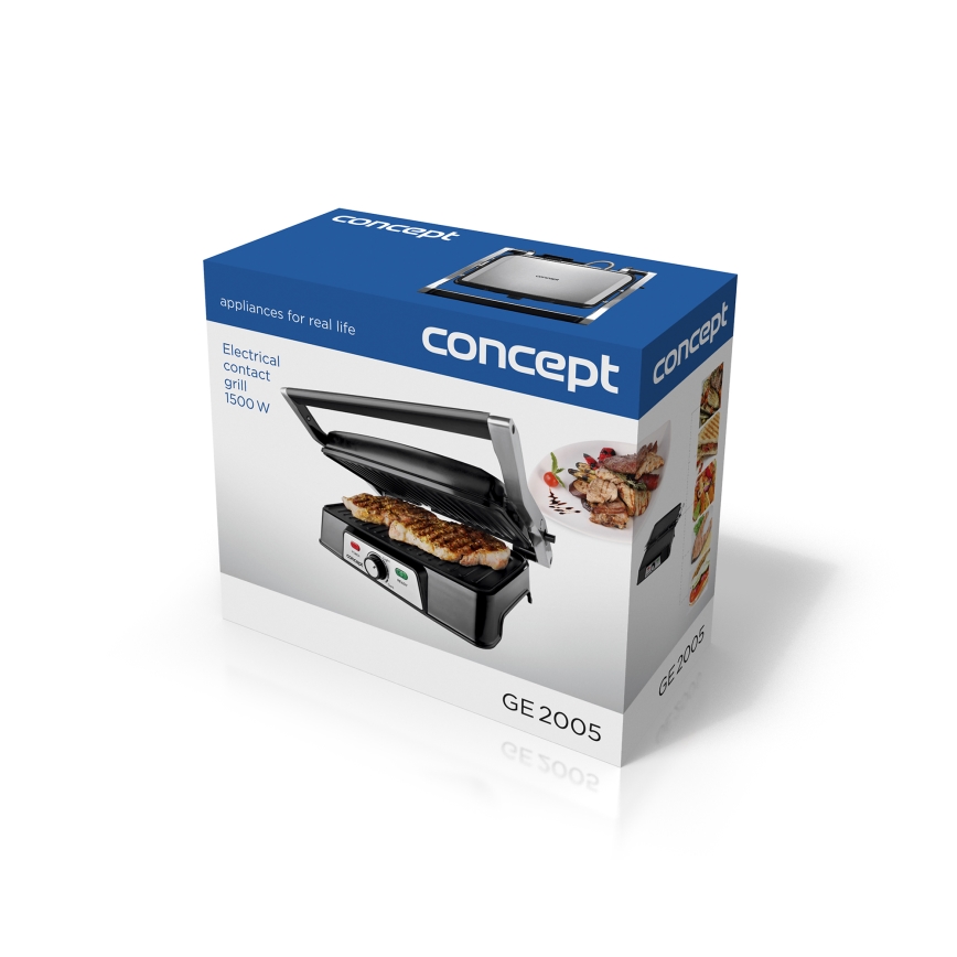 Concept ge2005 - Kontaktigrilli 1500W/230V ruostumaton/musta