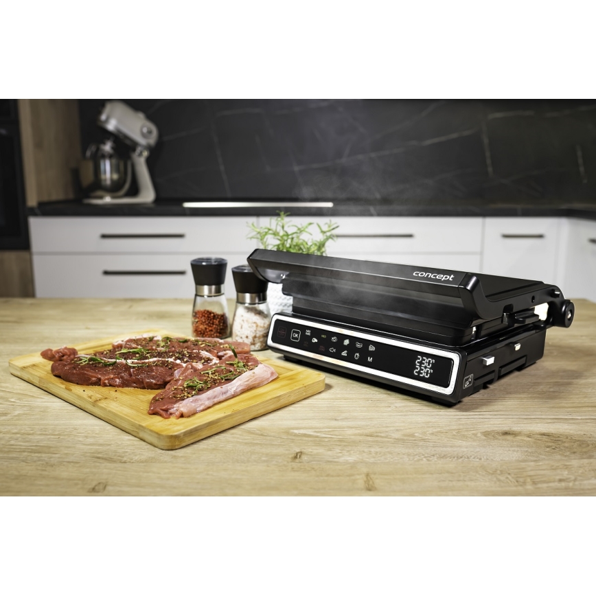 Concept ge3550 - Kontaktigrilli lämpötila-anturilla 2000W/230V musta