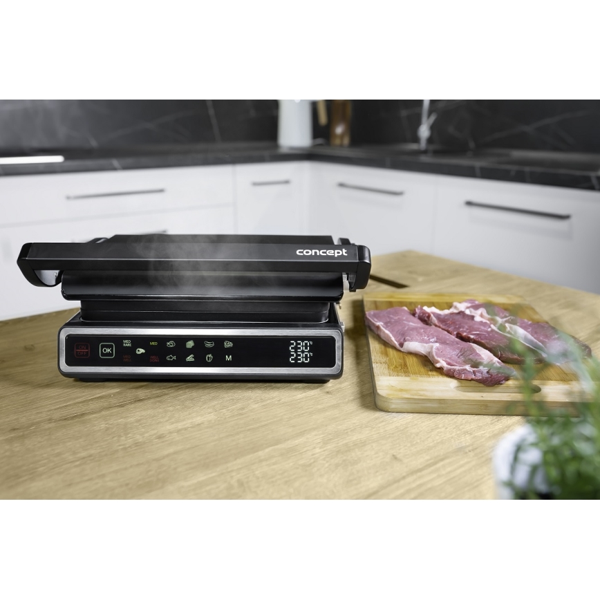 Concept ge3550 - Kontaktigrilli lämpötila-anturilla 2000W/230V musta