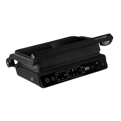 Concept ge3600 - Kontaktigrilli lämpötila-anturin kanssa GLASS 2000W/230V musta