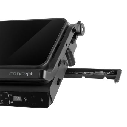 Concept ge3600 - Kontaktigrilli lämpötila-anturin kanssa GLASS 2000W/230V musta