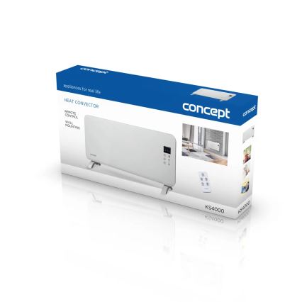 Concept KS4000 - Sähköinen suoralämmitin/konvektori 1000/2000 W IP24 valkoinen + kaukosäädin