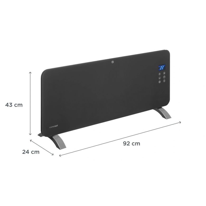 Concept KS4100 - Älykäs suora sähkölämmitin/konvektori 1000/2000W Wi-Fi IP24 harmaa