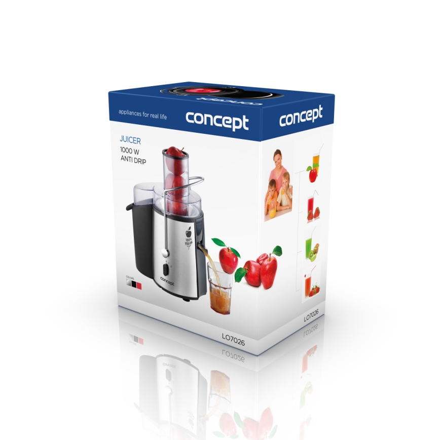 Concept LO7026 - Keskipakoismehupuristin 1000W/230V musta/ruostumaton