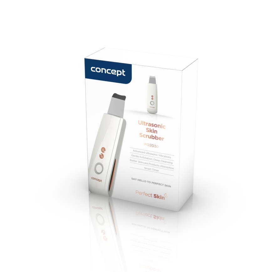Concept PO2030 - Kosmeettinen ultraäänislastalla PERFECT SKIN 2,5W/5V USB 600 mAh valkoinen