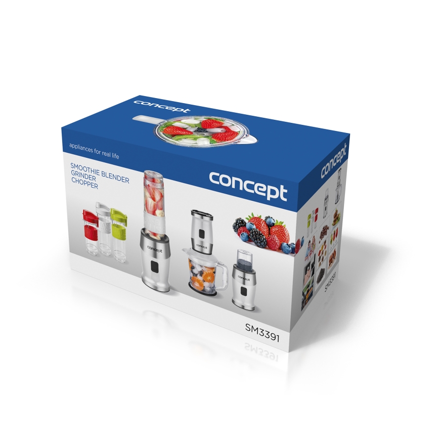 Concept SM3391 - Smoothie blenderi lisävarusteiden kanssa 700W/230V valkoinen