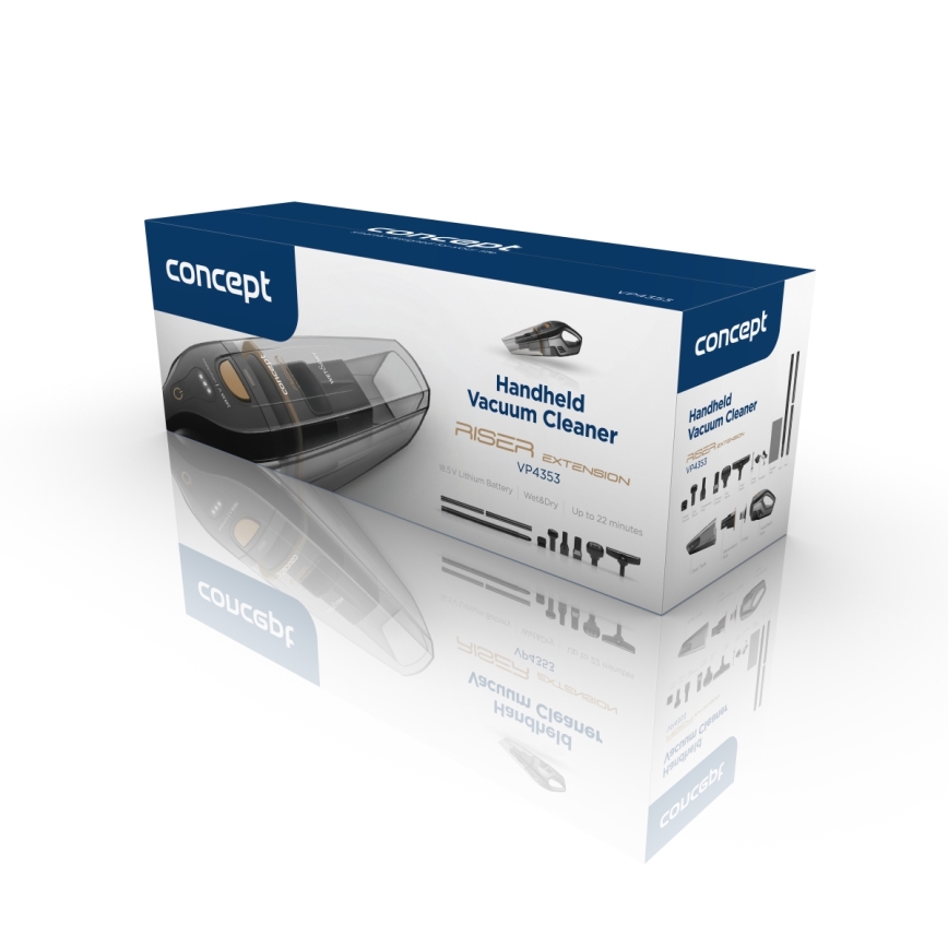 Concept VP4353-Käsi-imuri WET & DRY RISER EXTENSION 110W/18,5V 2200 mAh musta