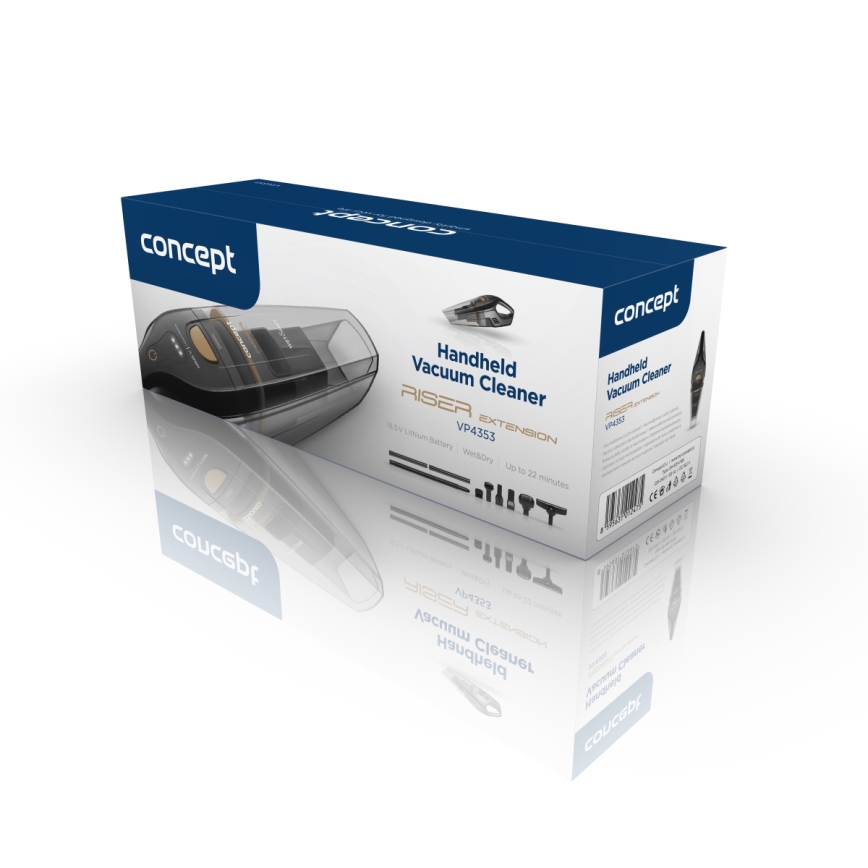 Concept VP4353-Käsi-imuri WET & DRY RISER EXTENSION 110W/18,5V 2200 mAh musta