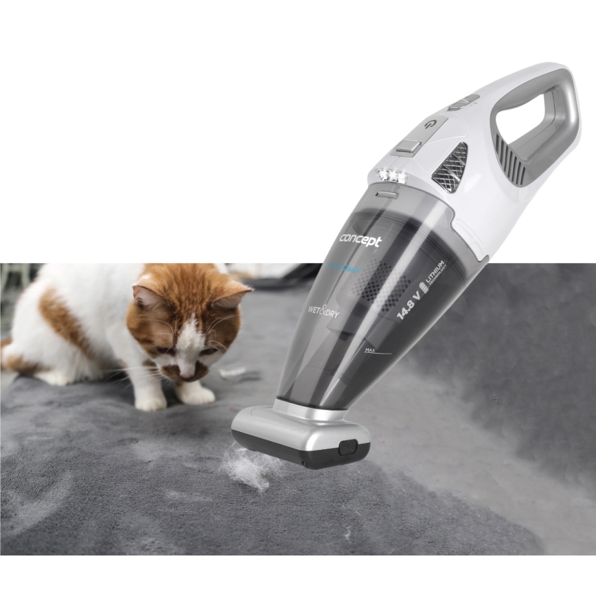 Concept VP4370 - Käsi-imuri WET & DRY PERFECT CLEAN 90W/14,8V 2200 mAh valkoinen