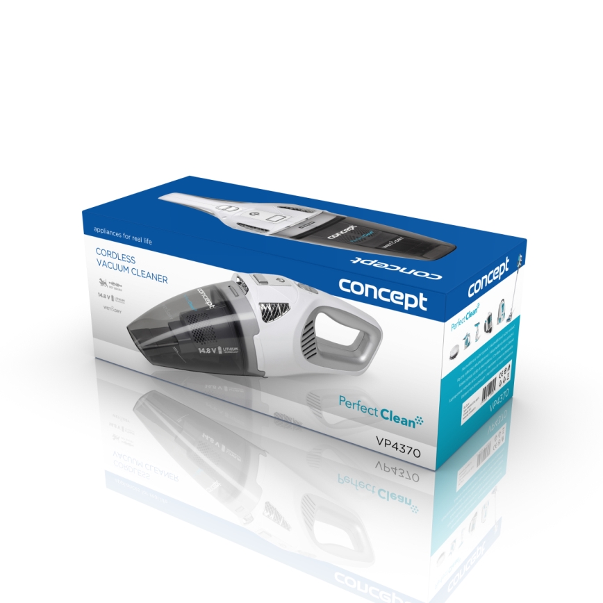 Concept VP4370 - Käsi-imuri WET & DRY PERFECT CLEAN 90W/14,8V 2200 mAh valkoinen