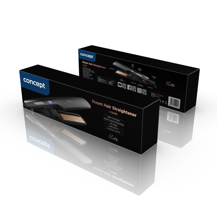 Concept VZ6010 - Höyrysuoristin LED-näytöllä ELITE STEAM BOOST 54W/230V musta