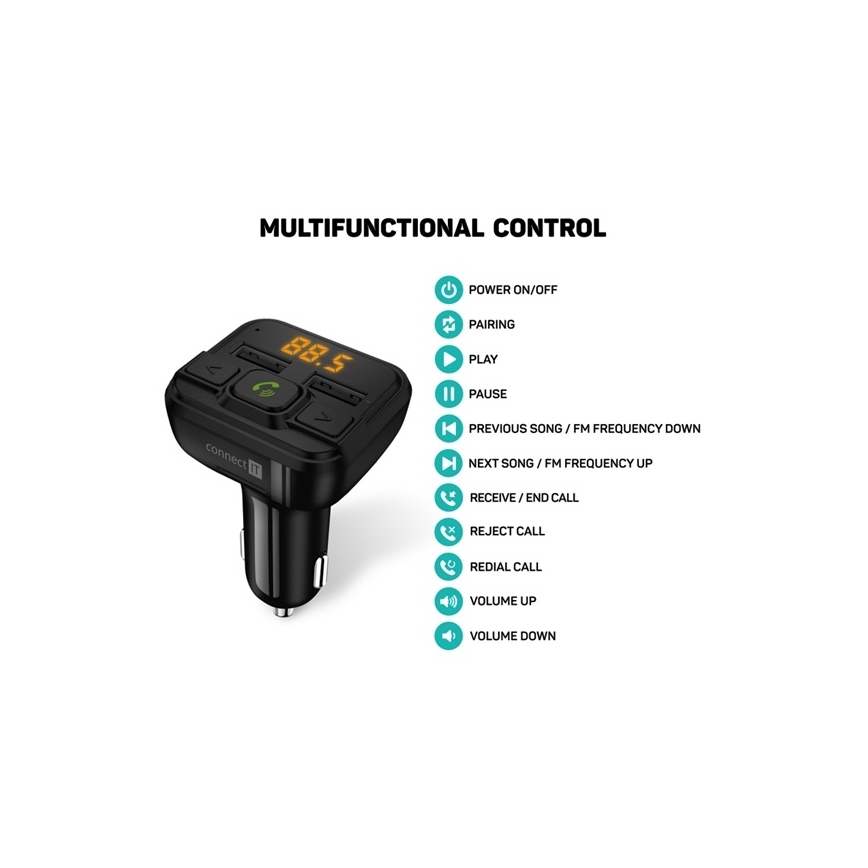 CONNECT IT CCC-8600-BK - FM autolähetin handsfree-toiminnolla musta